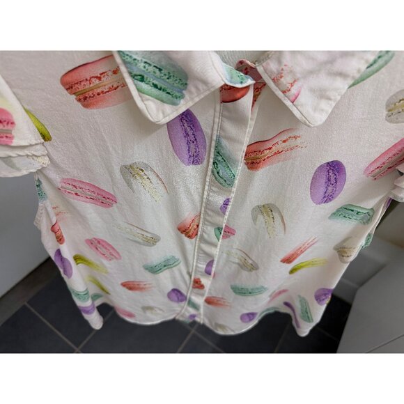 Alice + Olivia Eli Flutter Sleeve Shirt Blouse Silk Sunday Macaroons Macaron M - Picture 8 of 15